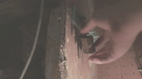 Old rusty padlock lit with lantern - Flat image Stock Footage 67451355