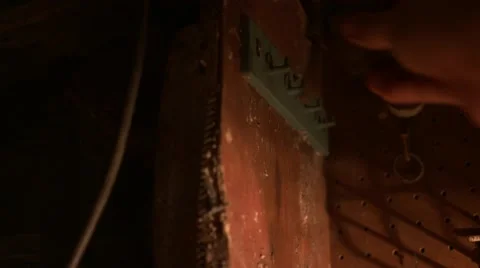 Old rusty padlock lit with lantern - Graded image Stock Footage 67451540