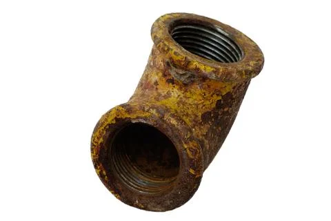 Old rusty pipe isolated on a white background Stock Photos