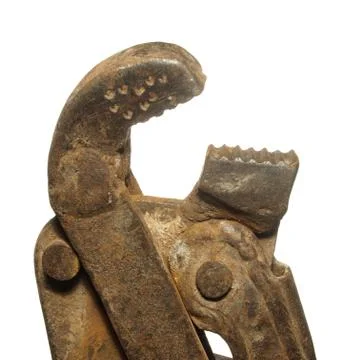 Old rusty pipe wrench isolated on white background. Stock-Fotos