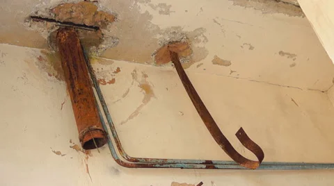 Old rusty pipes from the ceiling Stock Footage 57322784