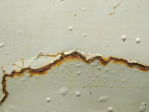 Old rusty plate with cracks. Foto stock