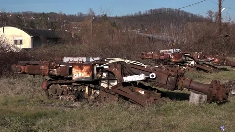 Old rusty roadheader out of use Stock Footage 262269874