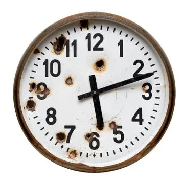 Old rusty round wall clock Stock Photos
