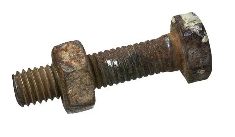 Old rusty screw head, isolated on white background Stock Photos