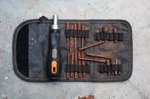An old rusty screwdriver set Stock Photos