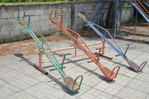 Old rusty seesaw Stock Photos