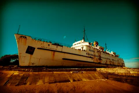 Old rusty ship liner Stock Photos