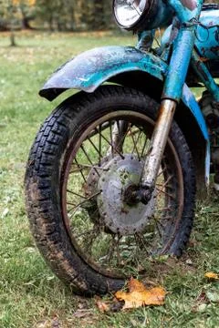 Old, rusty Soviet motorcycle Stock Photos