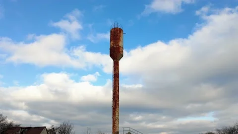 Old rusty soviet water tower Stock Footage 144694500