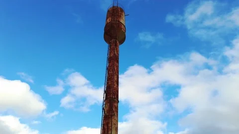 Old rusty soviet water tower Stock Footage 144694589
