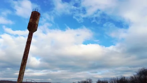 Old rusty soviet water tower Stock Footage 144694726