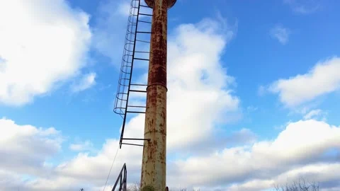 Old rusty soviet water tower Stock Footage 144694862