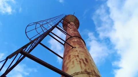 Old rusty soviet water tower Stock Footage 144695715