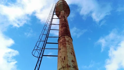 Old rusty soviet water tower Stock Footage 144695851