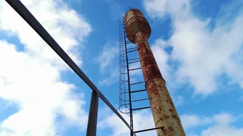 Old rusty soviet water tower Stock Footage 144695952