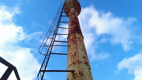 Old rusty soviet water tower Stock Footage 144696002