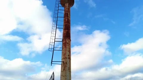 Old rusty soviet water tower Stock Footage 144696098