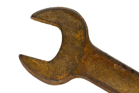 Old rusty spanner head close up. Stock Photos