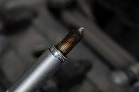 Old rusty spark plug. 스톡 사진