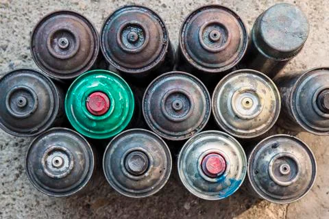 Old Rusty Spray Cans Stock Photos