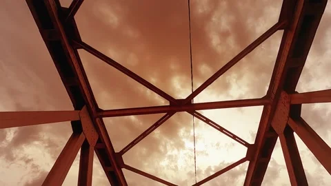 Old Rusty Steel Bridge Structure Stock Footage 140405332