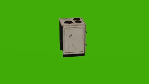 An old rusty stove rotates on a green screen Stock Footage 279343092