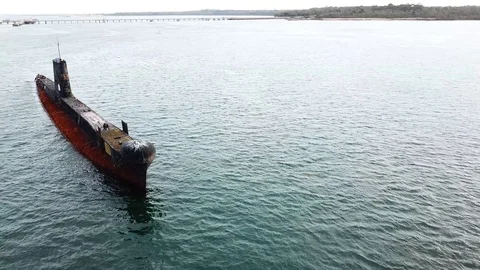 old rusty submarine Stock Footage 99829683