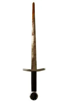 Old rusty sword isolated over white background Foto stock