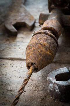 Old rusty tools in the workshop Stock Photos