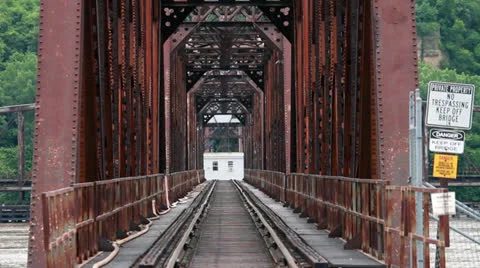 Old Rusty Train Bridge Stock Footage 25036591