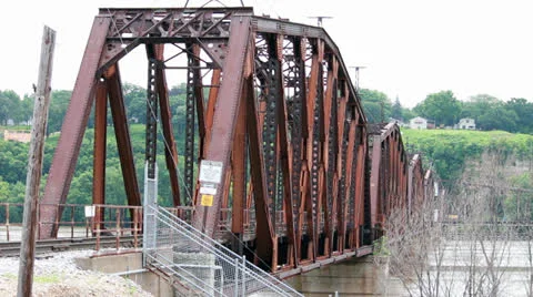 Old Rusty Train Bridge Stock Footage 25194048