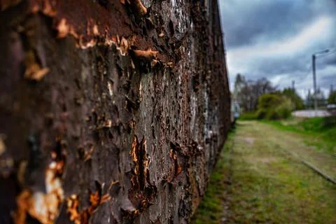 Old rusty train wagon background with shallow depth of field Stock Photos