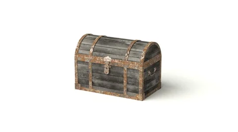 An old rusty Treasure Chest on White Stock Footage 62404653