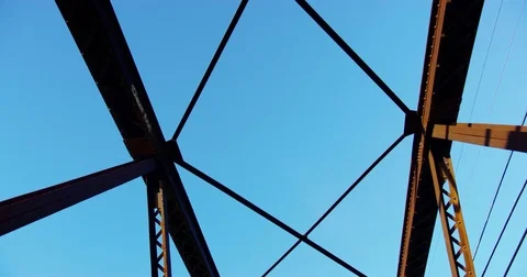Old rusty Trolly Bridge in a small coastal New England Town. Stock Footage 73011573
