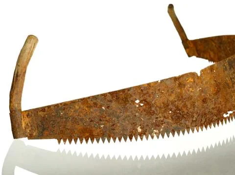 Old rusty two-man saw. Stock Photos