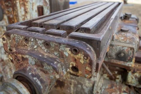 Old Rusty Vintage Industrial Grinding Machine, Abandoned Factory Heavy Machinery Stock Photos