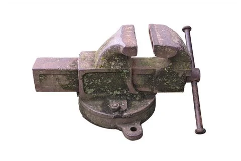 Old rusty vise on a white background Stock Photos