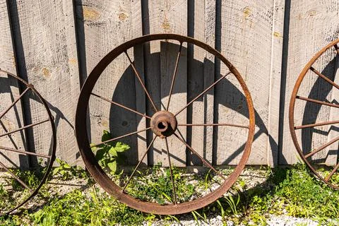 Old Rusty Wagon Wheels Stock Photos