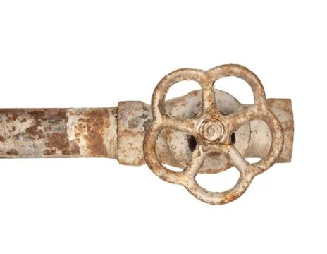 Old rusty water tap isolated on white background. Stock Photos