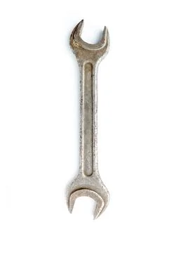 Old Rusty wrench spanner isolated on white background Stock Photos