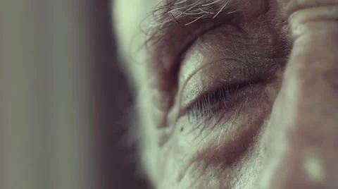 Old sad man sitting alone and thinking to his trouble Stock Footage 42973694
