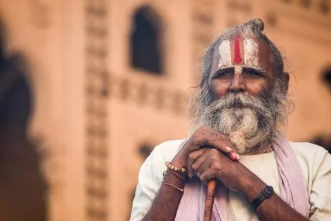 An Old Sadhu in Vrindavan Stock Photos