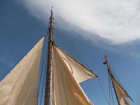 Old sailboat sails Stock Photos