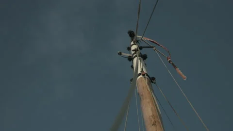 Old sailboot mast Video stock 146491135