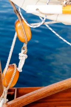 Old sailing pulleys Stock Photos