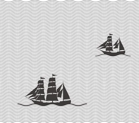 Old sailing in the sea vector illustrator Stock Illustration