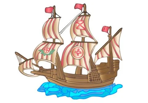 Old sailing ship. Flat design Stock Illustration