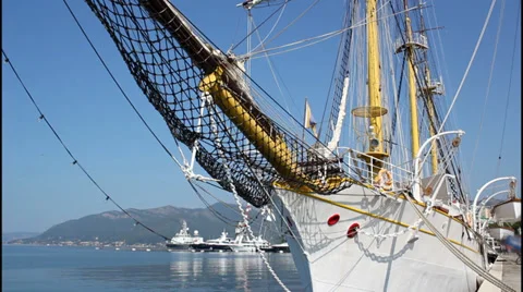 Old sailing ship Stock Footage 32696019