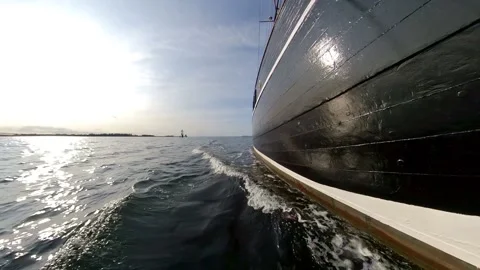 Old Sailing Ship with Wave and Sound Stock Footage 224914650